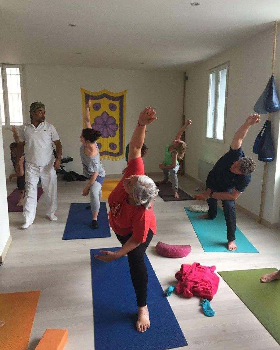 A person in a hatha yoga pose.