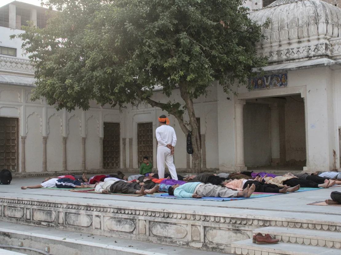 A yoga session in Pushkar.
