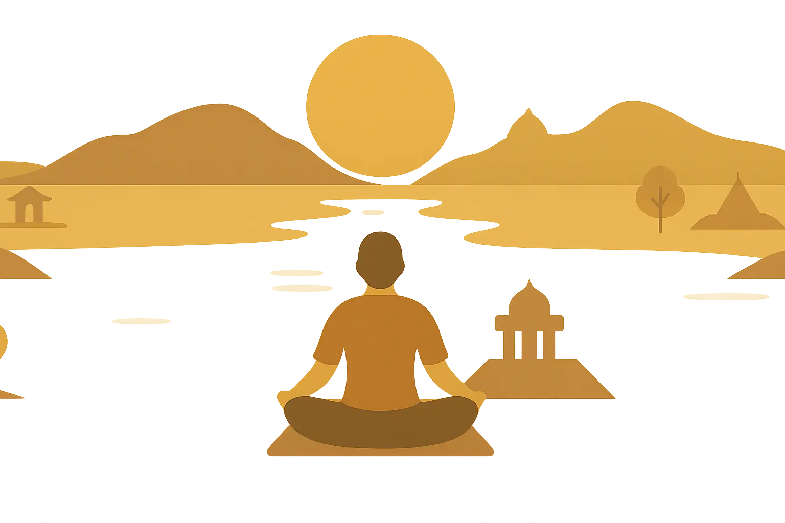 A serene meditation space for the 10-day silent retreat.